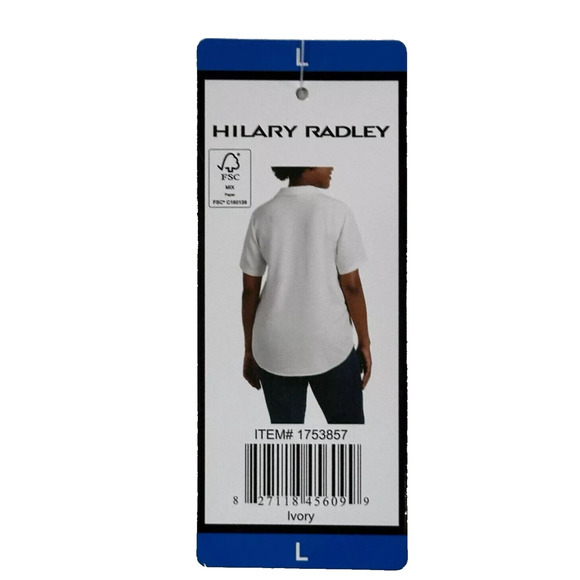 Hilary Radley Ivory White Blouse Easy Care Travel Casual Dressy Blouse Top L - Picture 5 of 7